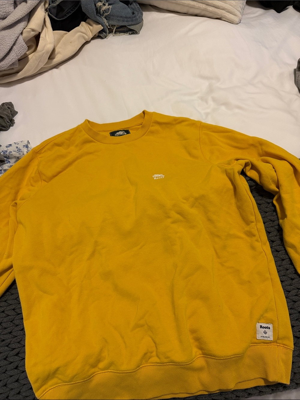 Roots Men's Golden Yellow Crewneck Sweatshirt